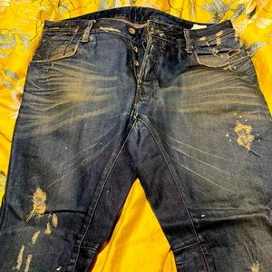 Stressed blue jeans.  Classic.